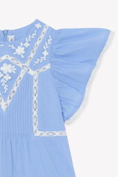 Kız Çocuk Dantel Detaylı Coton Elbise