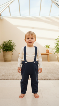 Erkek Bebek Askılı Keten Pantalon