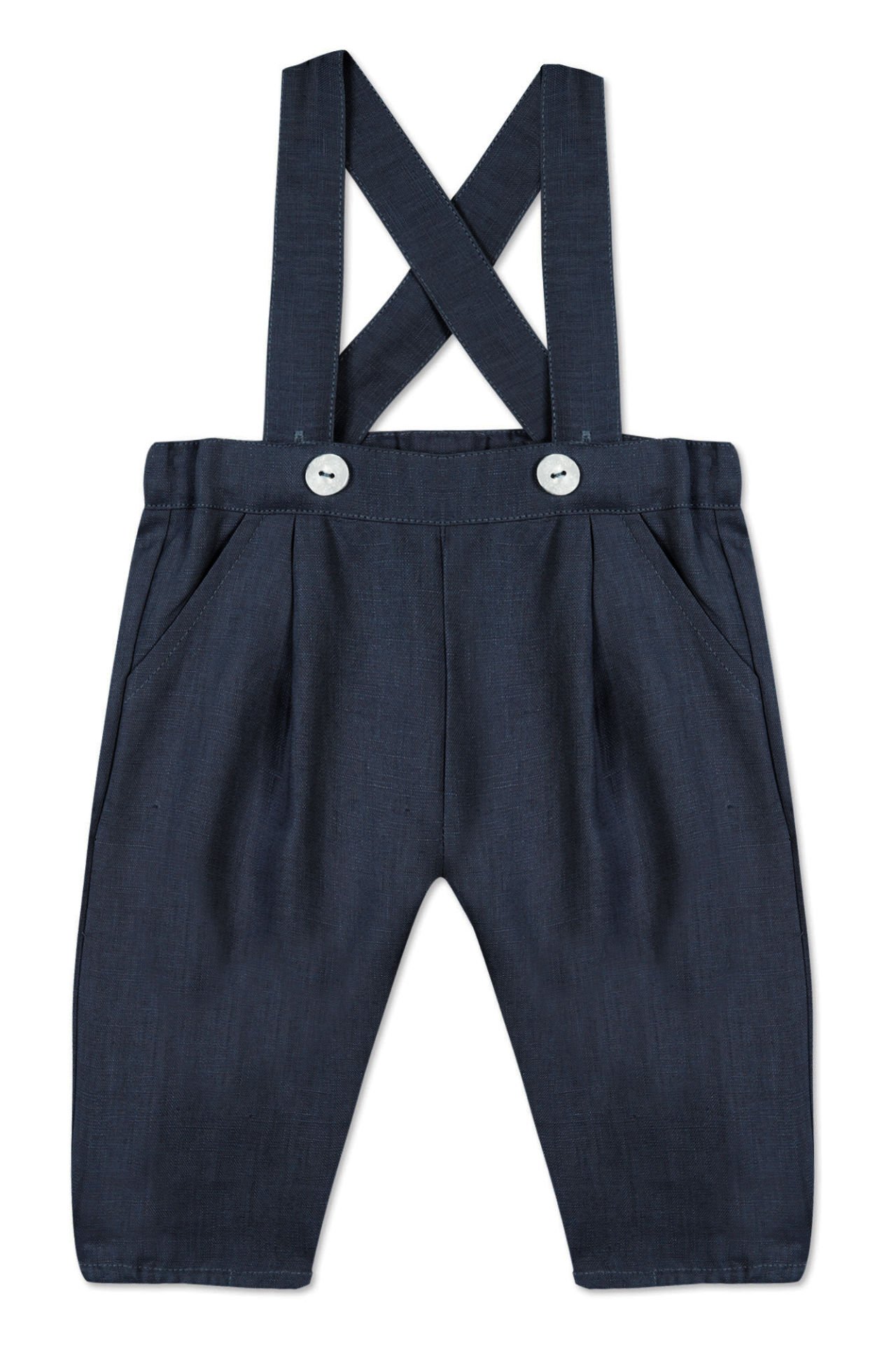 Erkek Bebek Askılı Keten Pantalon