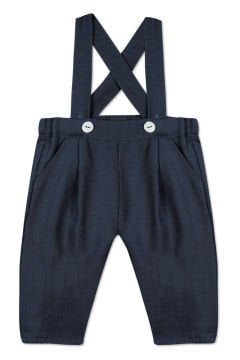 Erkek Bebek Askılı Keten Pantalon