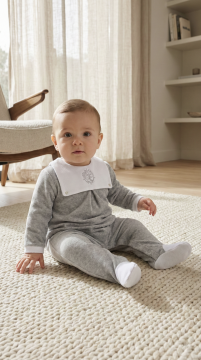 Erkek Bebek Kadife Tulum