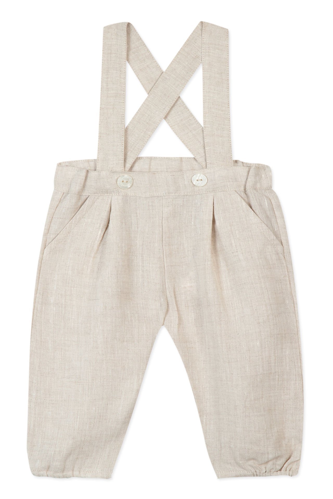 Erkek Bebek Askılı Keten Pantalon