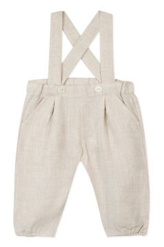 Erkek Bebek Askılı Keten Pantalon
