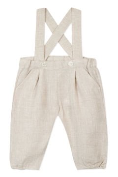 Erkek Bebek Askılı Keten Pantalon