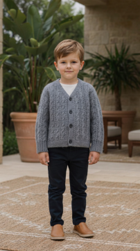 Erkek Bebek Saç Örgülü Kaşmir Hırka