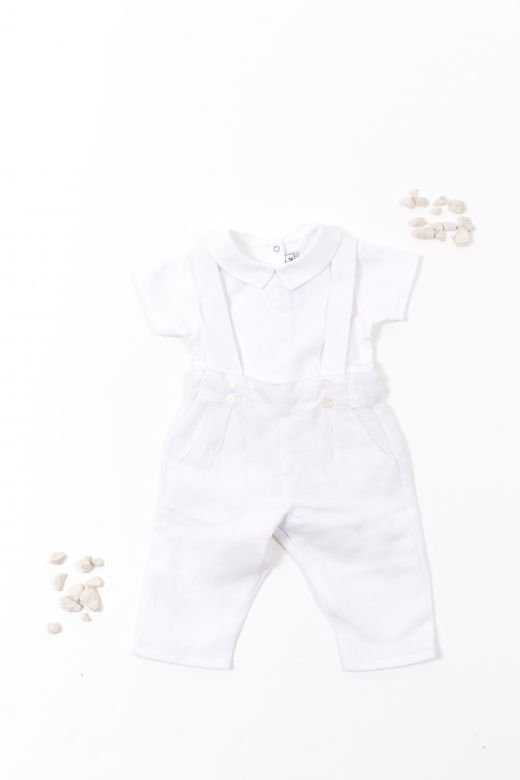 Erkek Bebek Askılı Keten Pantalon