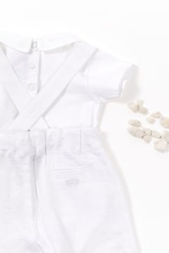 Erkek Bebek Askılı Keten Pantalon