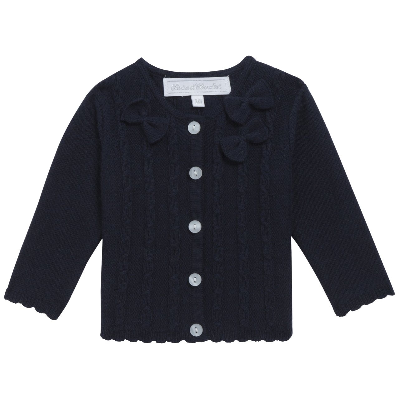 Kız Bebek Fiyonk Detaylı Lacivert Hırka