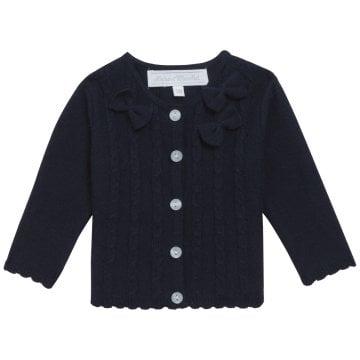 Kız Bebek Fiyonk Detaylı Lacivert Hırka