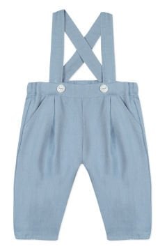 Erkek Bebek Askılı Keten Pantalon