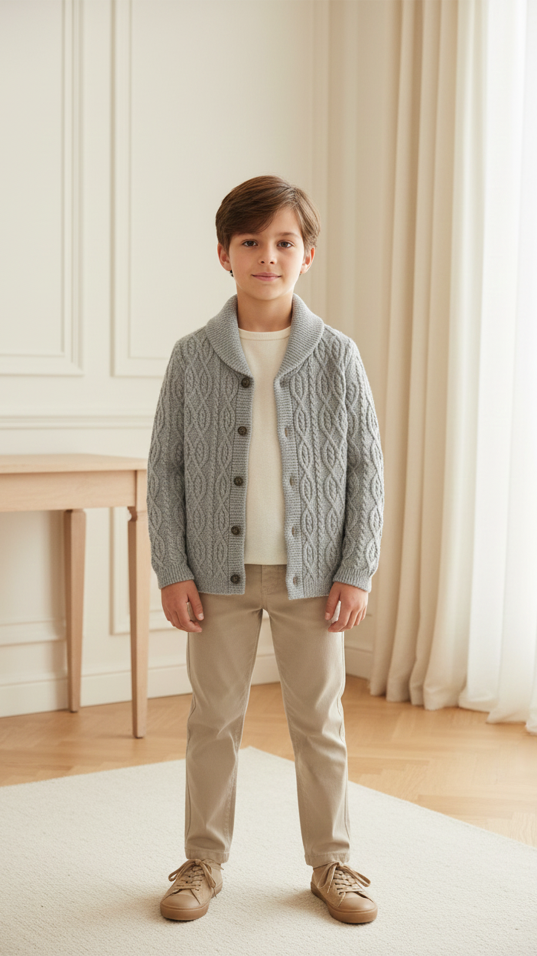 Erkek Çocuk Saç Örgülü Yün Hırka