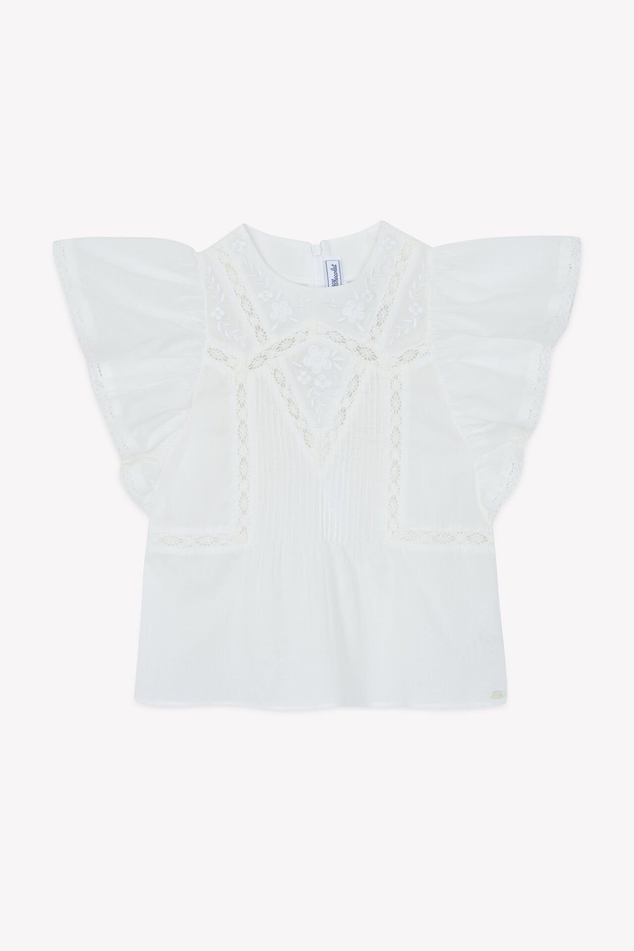Kız Çocuk Beyaz Dantel Yakalı Coton Bluz