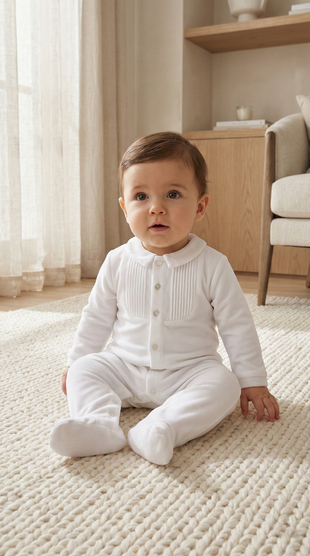 Erkek Bebek Önden Açılan Kadife Tulum