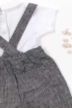 Erkek Bebek Askılı Keten Pantalon