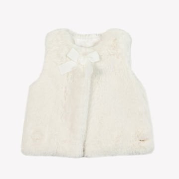 Kız Bebek Fiyonk Detaylı Kürk Yelek