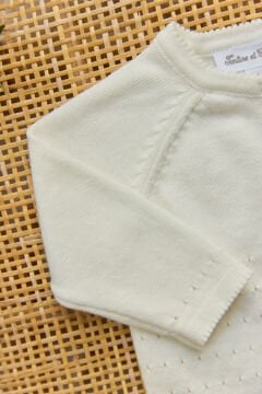 Erkek Bebek Ekru Coton Triko Hırka