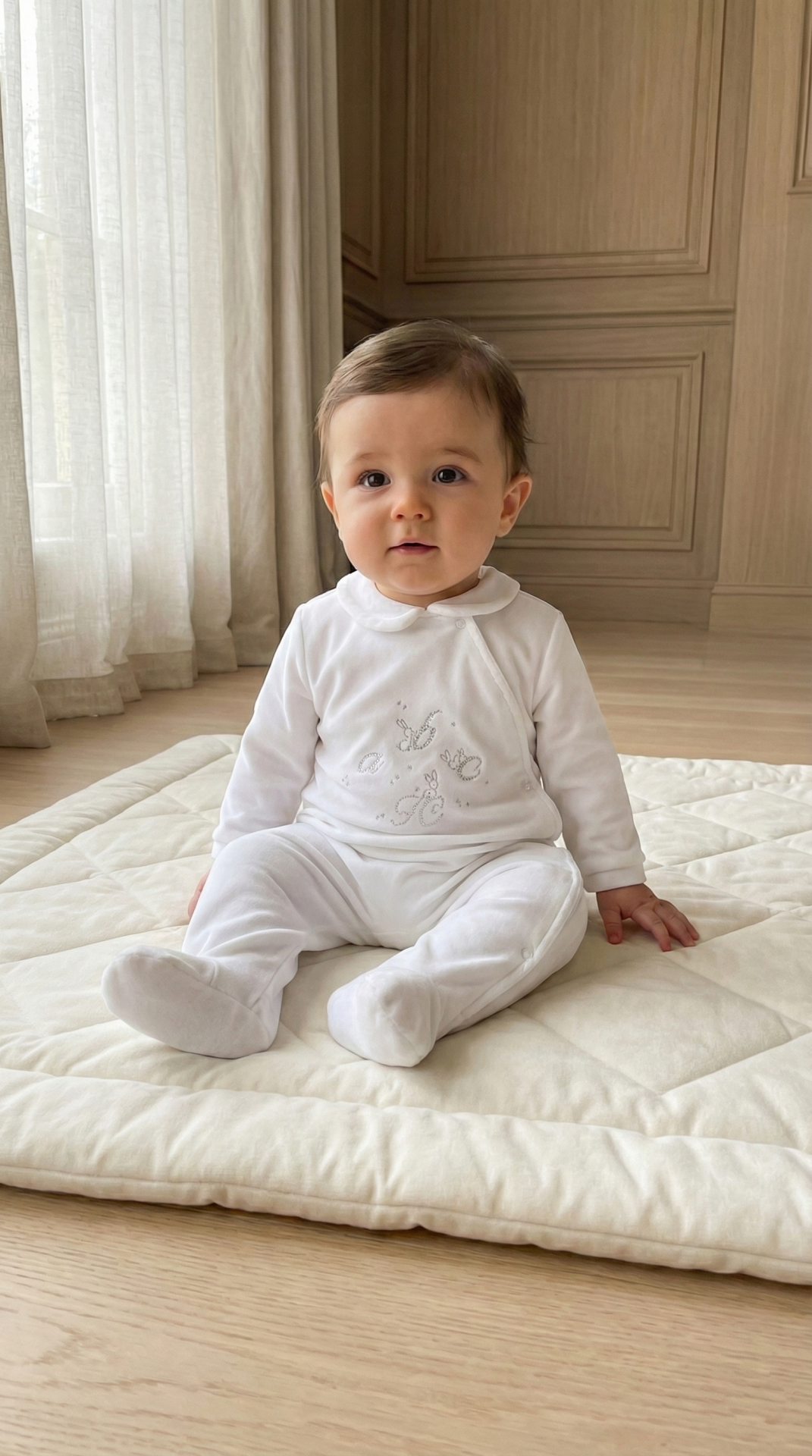 Erkek Bebek Kadife Tulum