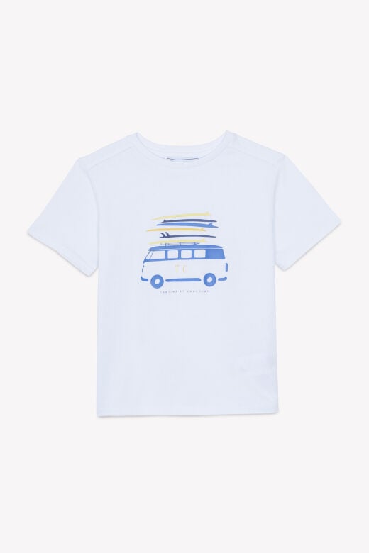 Erkek Çocuk Önü Baskılı T-Shirt Beyaz