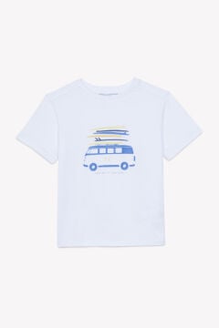 Erkek Çocuk Önü Baskılı T-Shirt Beyaz