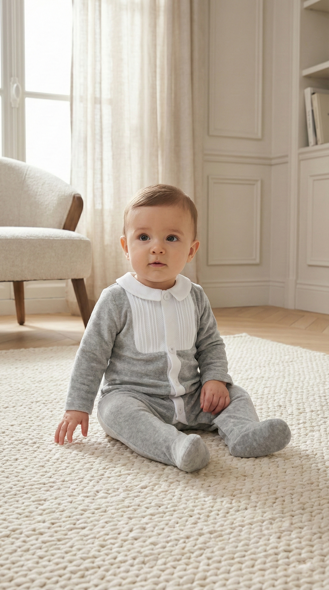 Erkek Bebek Kadife Tulum