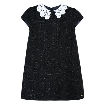 Kız Çocuk Kısa Kollu Dantel Yaka Elbise
