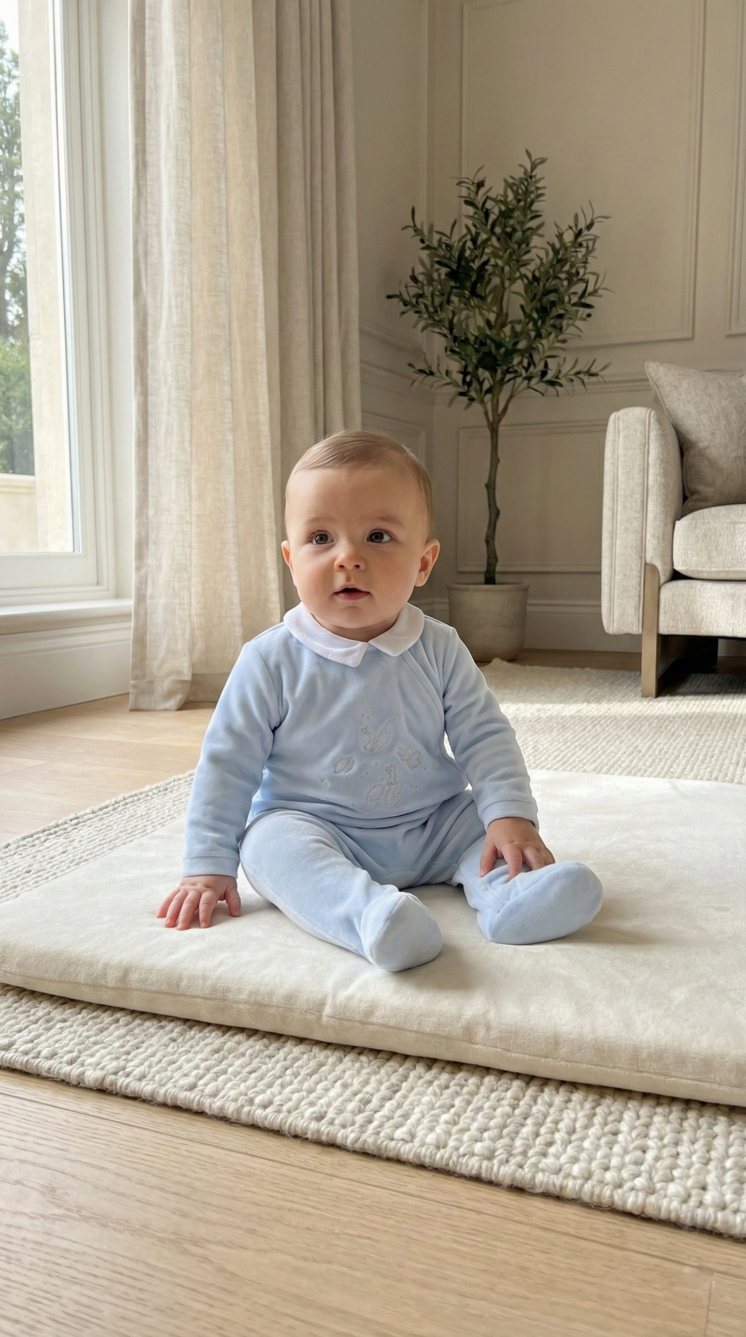 Erkek Bebek Kadife Tulum