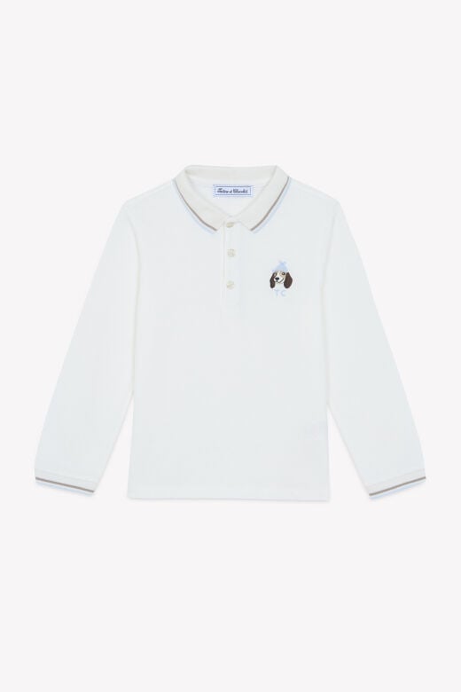 Erkek Çocuk Uzun Kollu Polo T-Shirt Ekru