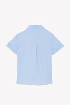 Erkek Çocuk Mavi Keten Gömlek