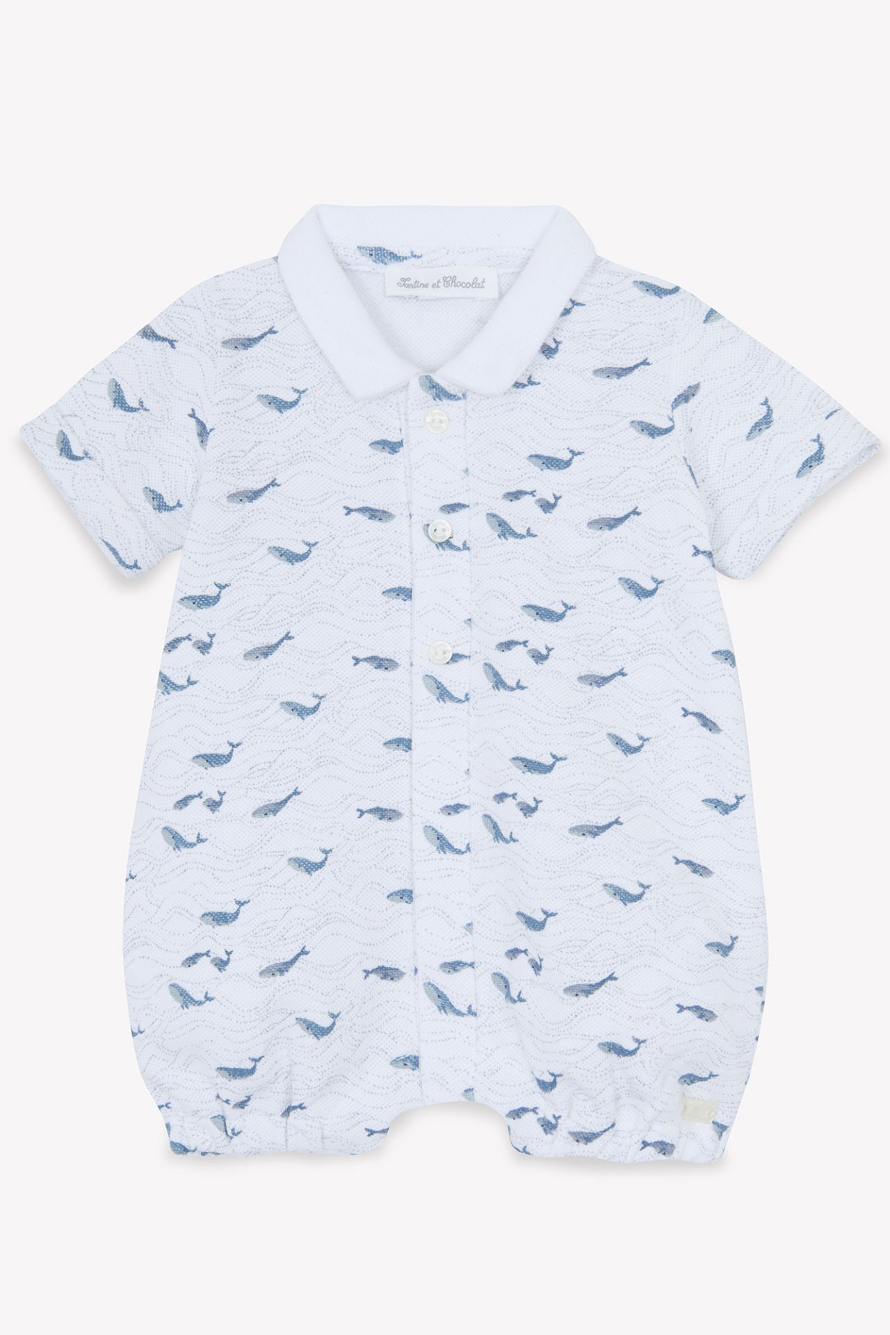 Erkek Bebek Polo Yaka Şortlu Kısa Tulum