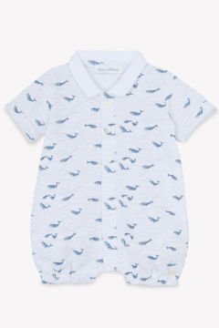 Erkek Bebek Polo Yaka Şortlu Kısa Tulum