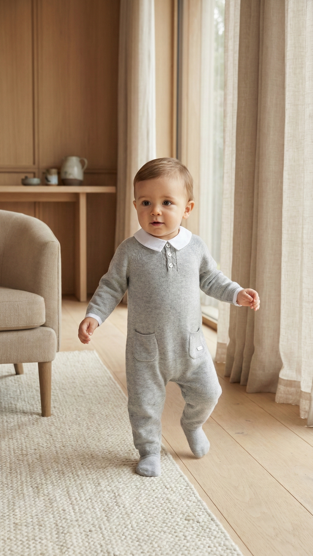 Erkek Bebek Triko Polo Yaka Tulum