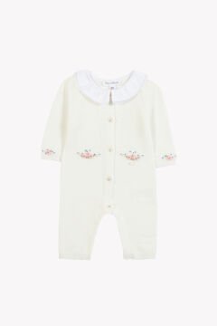 Kız Bebek Çiçek Aplikli Triko Tulum