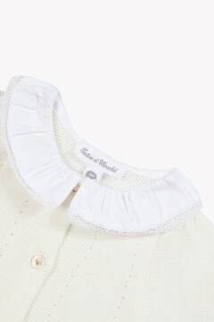 Kız Bebek Çiçek Aplikli Triko Tulum