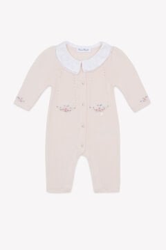 Kız Bebek Çiçek Aplikli Triko Tulum