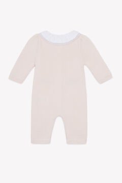 Kız Bebek Çiçek Aplikli Triko Tulum