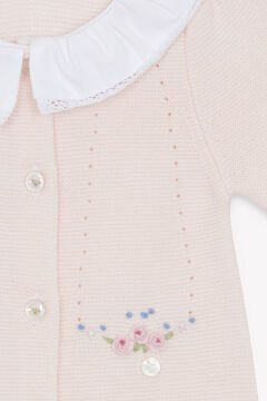 Kız Bebek Çiçek Aplikli Triko Tulum