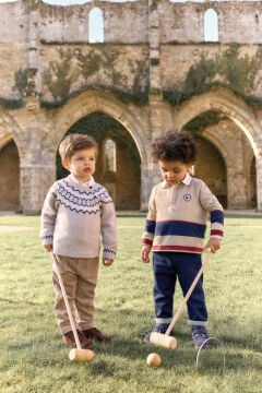 Erkek Bebek Polo Sweatshirt Bej