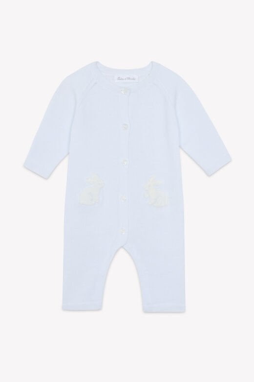 Erkek Bebek Mavi Triko Tulum