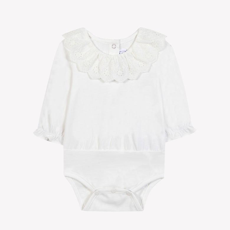 Kız Bebek Ekru Dantel Yakalı Body