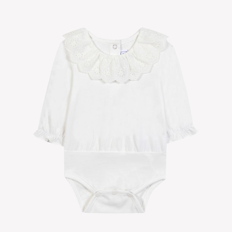 Kız Bebek Ekru Dantel Yakalı Body