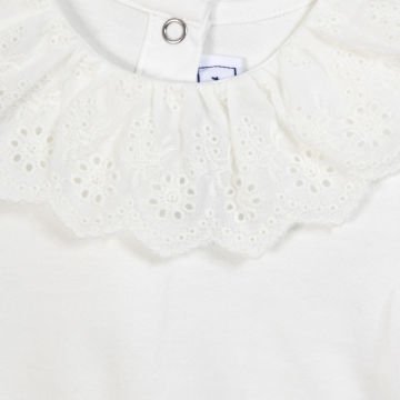 Kız Bebek Ekru Dantel Yakalı Body