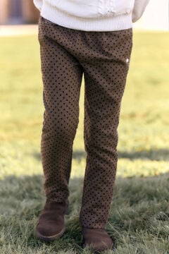 Kız Çocuk Puanlı Yün Pantalon Açık kahverengi