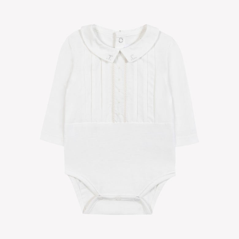 Erkek Bebek Pili Yakalı Ceremonie Body Ekru