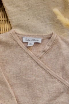 Bebek Bej Triko Hırka + Pantalon Set