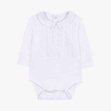 Erkek Bebek Pili Yakalı Ceremonie Body Beyaz