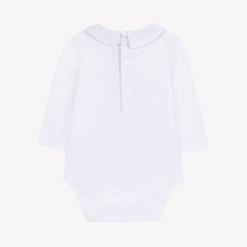 Erkek Bebek Pili Yakalı Ceremonie Body Beyaz