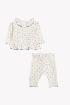 Kız Bebek Coton Bluz + Pantalon Set