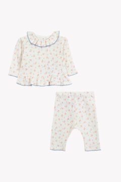 Kız Bebek Coton Bluz + Pantalon Set