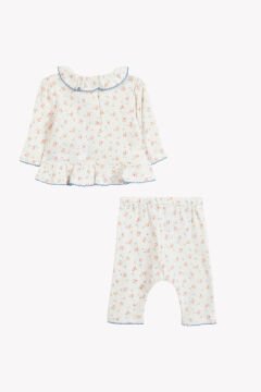 Kız Bebek Coton Bluz + Pantalon Set