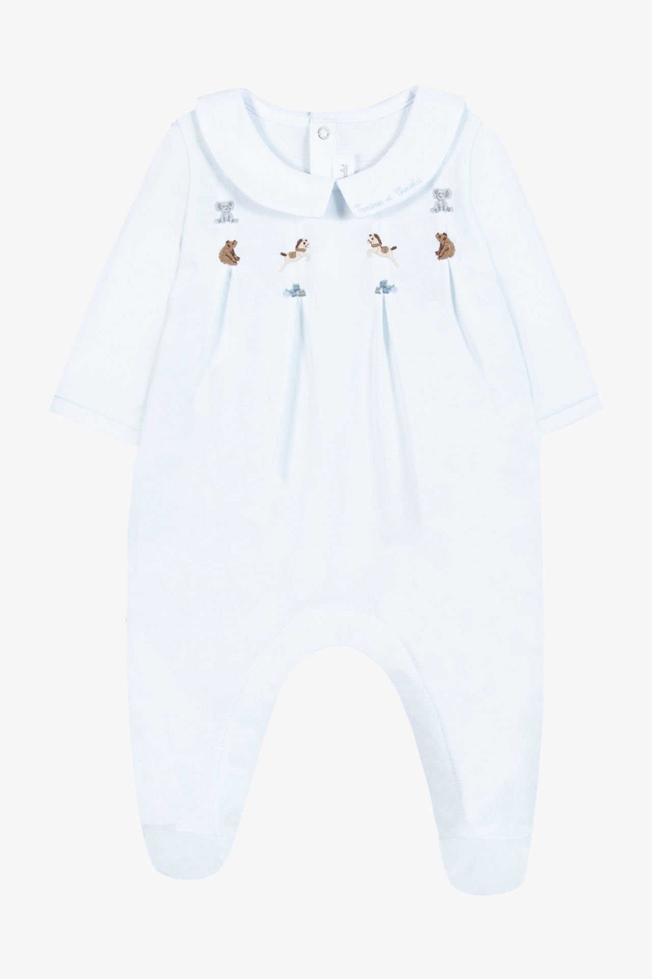 Erkek Bebek Keten Yakalı Coton Tulum